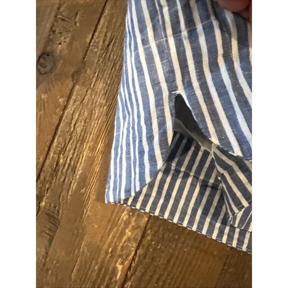 J Crew Seersucker Off The Shoulder Shift Dress Womens Sz 6 Blue & White Striped